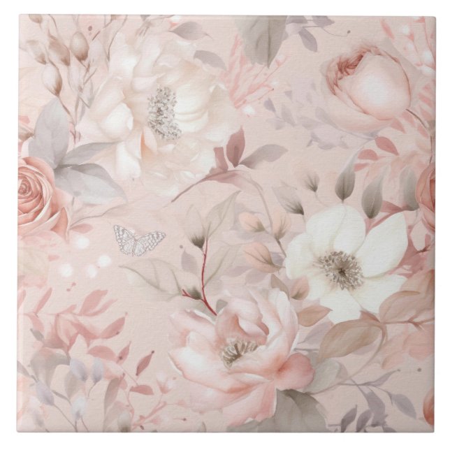 Flowers,vintage roses,pink roses  tile (Front)