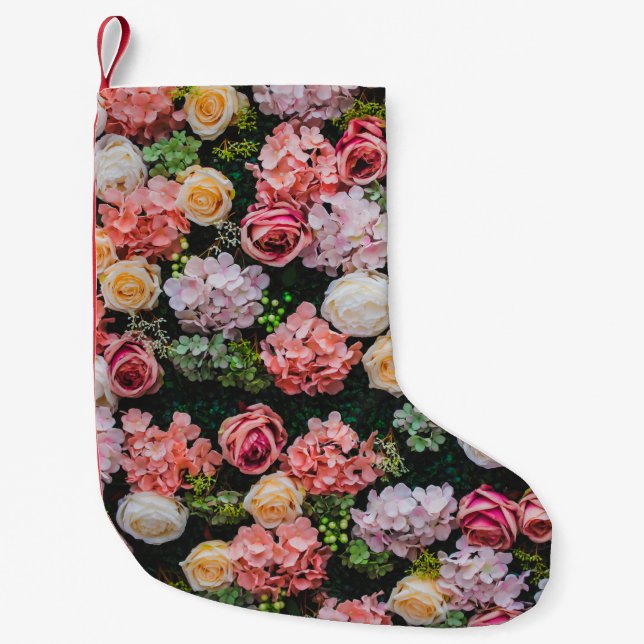 Flowers wall background vintage style.  small christmas stocking (Front)