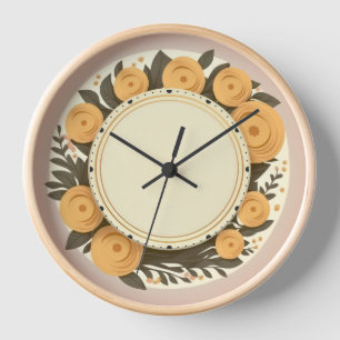 Flowers Wall clock retro design