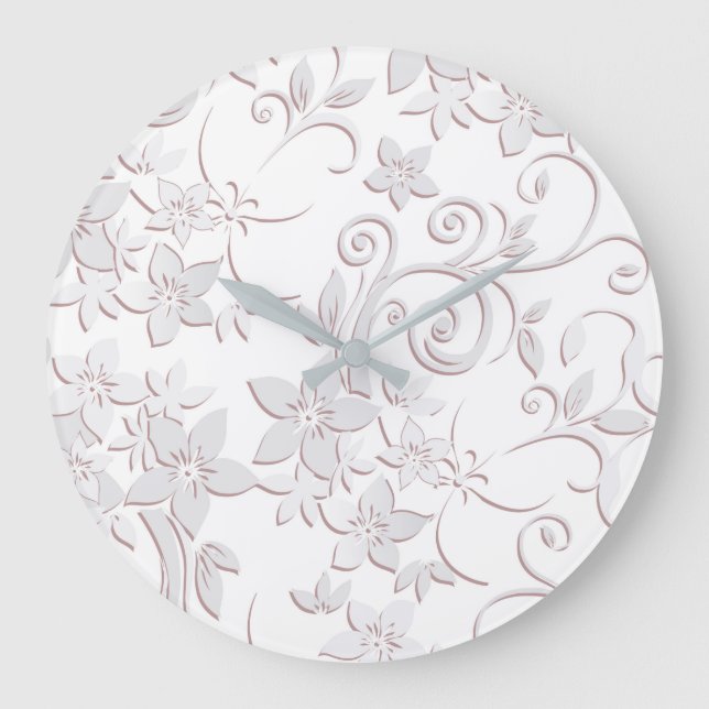 Flowers wall paper 1 large clock (Front)