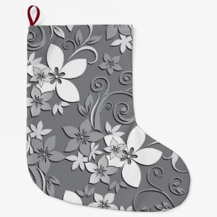 Flowers wall paper 2 large christmas stocking