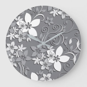 Flowers wall paper 2 large clock