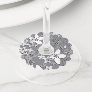 Flowers wall paper 2 wine glass tag