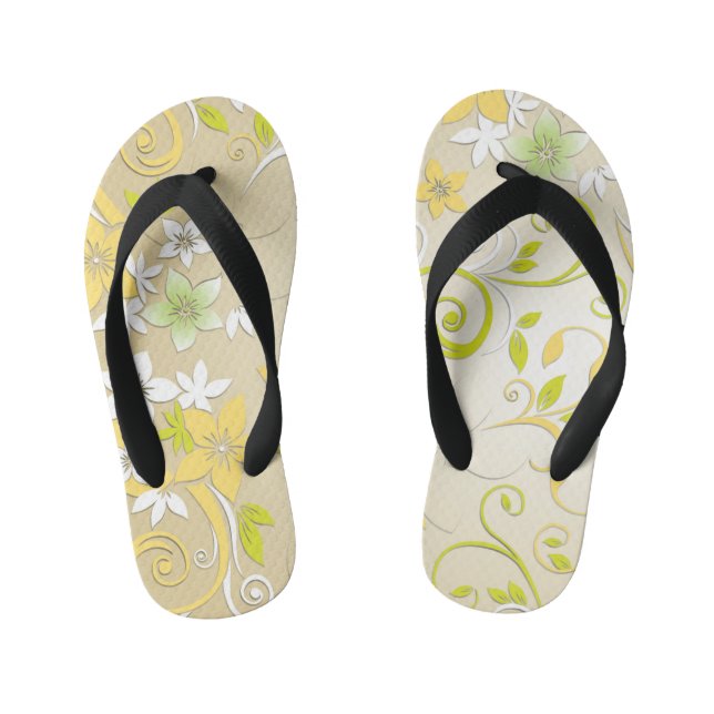 Flowers wall paper 3 kid's jandals (Footbed)