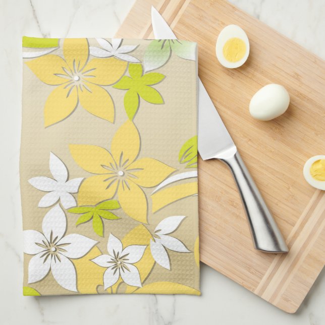 Flowers wall paper 3 tea towel (Quarter Fold)