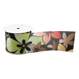 Flowers wall paper 4 satin ribbon