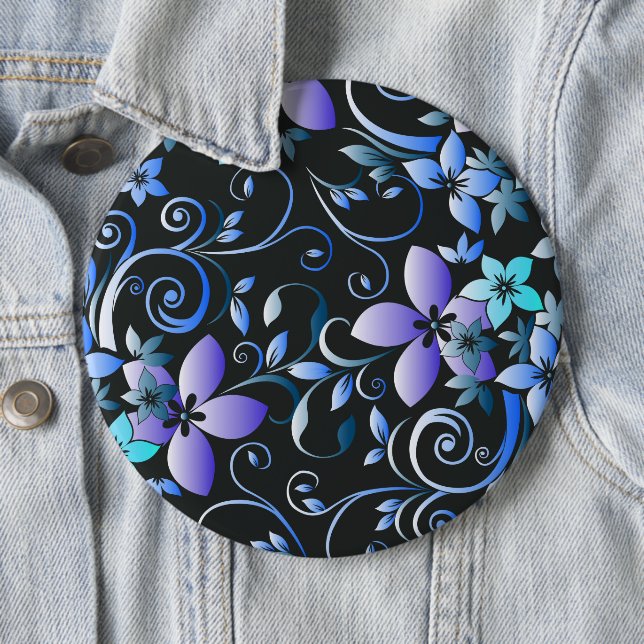 Flowers wall paper 6 cm round badge (In Situ)