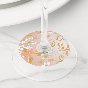 Flowers wall paper 8 wine glass tag