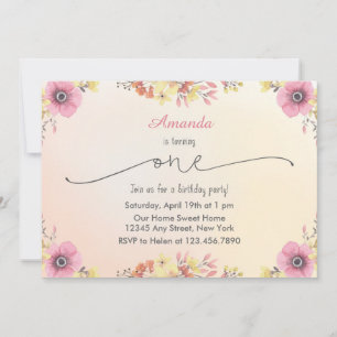 Flowers Watercolor Birthday Invitation
