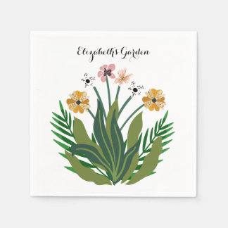 Flowers Watercolor Bouquet Floral Personalise Napkin