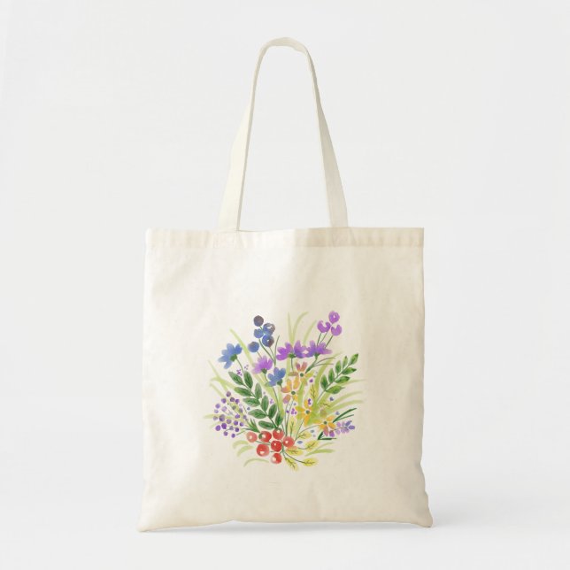 Flowers, watercolor, decorative pictures tote bag (Front)