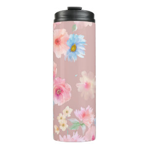 Flowers watercolor illustration. Big Set watercolo Thermal Tumbler