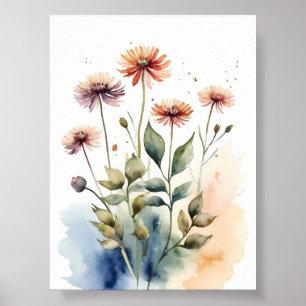 Flowers Watercolor Painting Poster