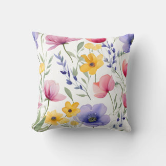 flowers watercolor Throw Pillow