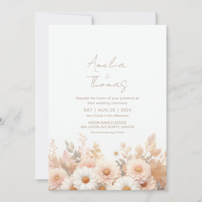 Flowers Wedding Invitation (Front)