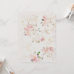 Flowers Wedding Invitation on Watercolor Paper Tex