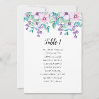 Flowers wedding seating chart. Floral table plan