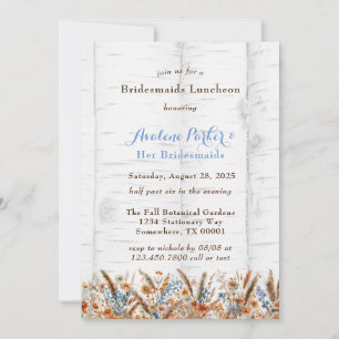 Flowers White Birch Tree Bridesmaids Lucheon Invitation