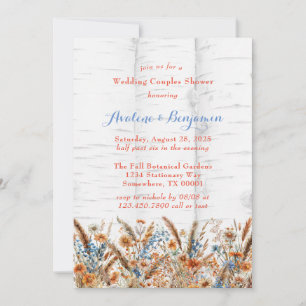 Flowers White Birch Tree Wedding Couples Shower Invitation