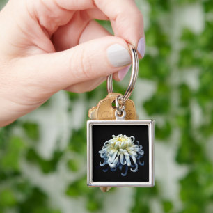Flowers White Chrysanthemum Key Ring