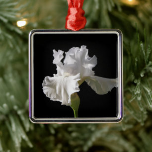 Flowers White Iris Metal Tree Decoration