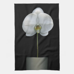 Flowers White Orchid Flower Tea Towel