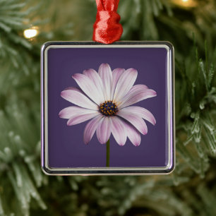 Flowers   White & Purple Daisy Metal Tree Decoration