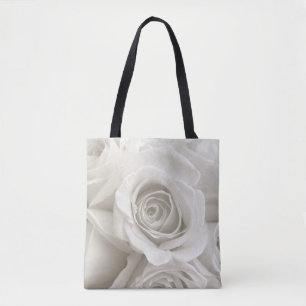 Flowers White Roses Tote Bag