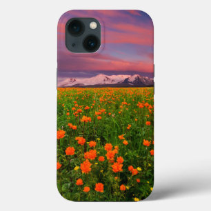 Flowers Wildflower Field Snowcapped Mountains iPhone 13 Case