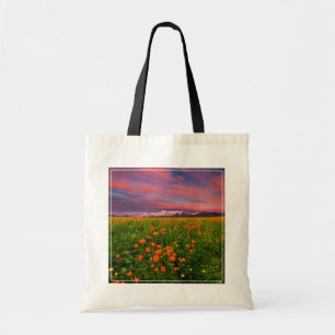 Flowers   Wildflower Field Snowcapped Mountains Tote Bag