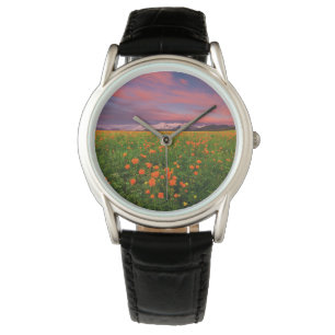 Flowers Wildflower Field Snowcapped Mountains Watch