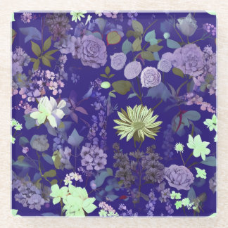 Flowers with an elegant and mysterious atmosphere glass coaster