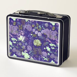 Flowers with an elegant and mysterious atmosphere metal lunch box