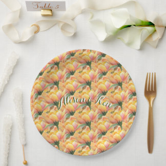 Flowers With custom personalise name Paper Plate