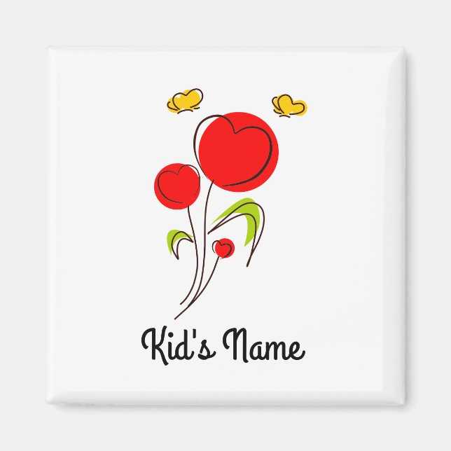 Flowers with Hearts Magnet (Front)