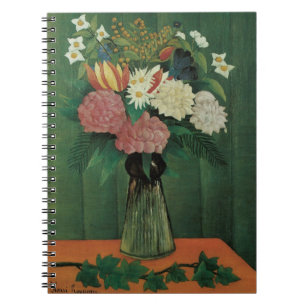Flowers with Ivy by Henri Rousseau, Vintage Floral Spiral Notebook