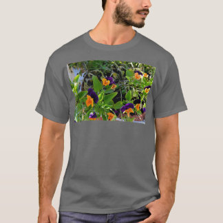 Flowers with orange and purple petals in pots T-Shirt
