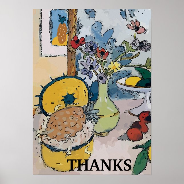 Flowers with Pineapple, after Matisse Poster (Front)