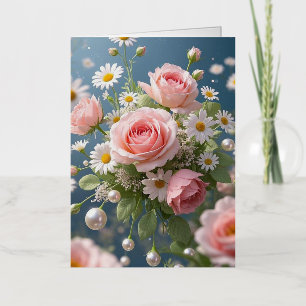 Flowers with timeless extravagant elegance foil greeting card