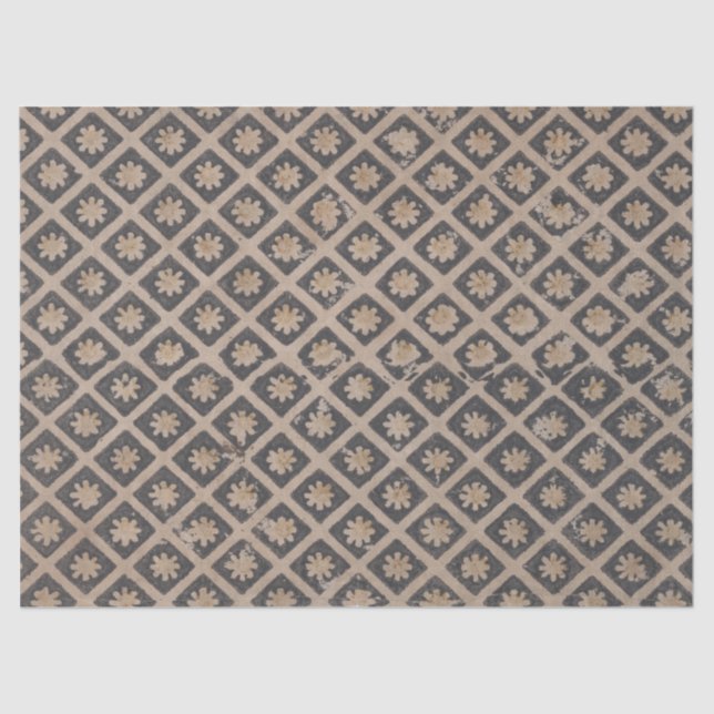 Flowers Within Squares Decoupage Paper (Front)