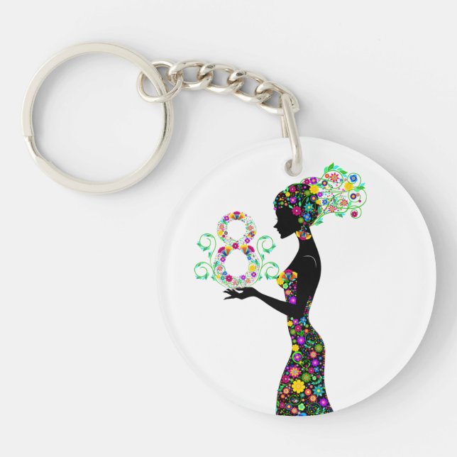 flowers woman Acrylic Keychain (Front)