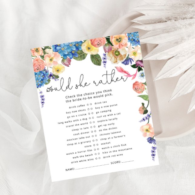 Flowers Would She Rather Bridal Shower Game (Creator Uploaded)