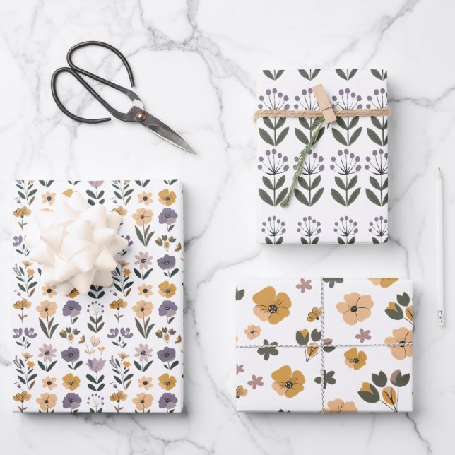 Flowers Wrapping Paper Sheet (Front)