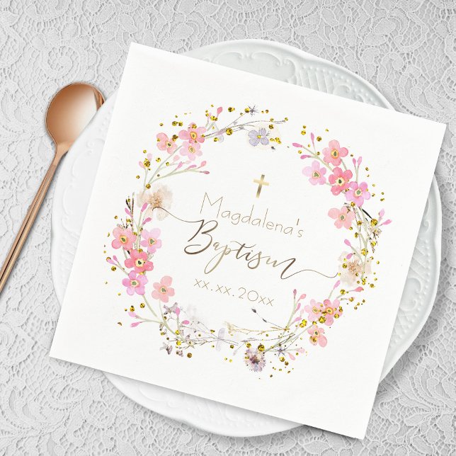  flowers wreath Baptism  Napkin (Creator Uploaded)