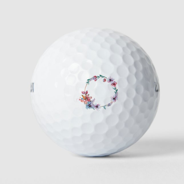 Flowers Wreath Frame Boundary Flower Border Golf Balls (Front)
