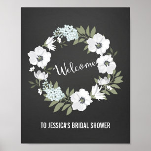 Flowers Wreath Welcome Poster Print