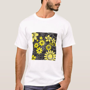 Flowers Yellow And Grey T- T-Shirt