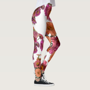 Flowers Zinnia Bouquet Maureen Girard Colorful Leggings