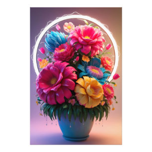Flowervase with Multicolored Flowers Photo Print