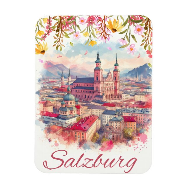 Flowery Austria capital salzburg skyline Magnet (Vertical)